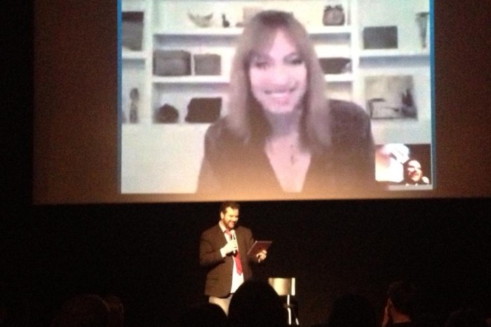 Hosting the Q&A for Much Ado About Nothing with producer Kai Cole (via Skype) (photo credit: Philippa Lamb)